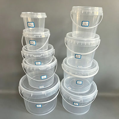 Clear Round Buckets & Pails