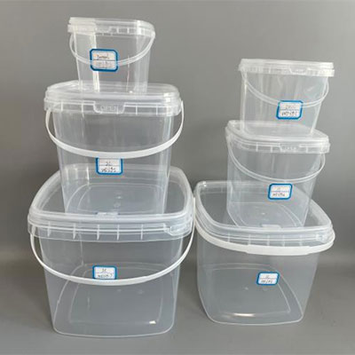 Clear Square Buckets & Pails